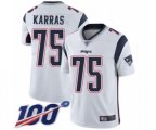 New England Patriots #75 Ted Karras White Vapor Untouchable Limited Player 100th Season Football Jersey