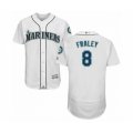 Seattle Mariners #8 Jake Fraley White Home Flex Base Authentic Collection Baseball Player Jersey