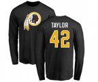 Washington Redskins #42 Charley Taylor Black Name & Number Logo Long Sleeve T-Shirt