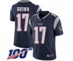 New England Patriots #17 Antonio Brown Navy Blue Team Color Vapor Untouchable Limited Player 100th Season Football Jersey
