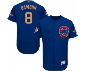 Chicago Cubs #8 Andre Dawson Authentic Royal Blue 2017 Gold Champion Flex Base MLB Jersey