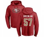 San Francisco 49ers #57 Dre Greenlaw Red Name & Number Logo Pullover Hoodie