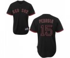 Boston Red Sox #15 Dustin Pedroia Authentic Black Fashion Baseball Jersey