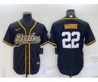 Pittsburgh Steelers #22 Najee Harris Black With Patch Cool Base Stitched Baseball Jersey