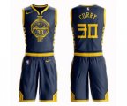 Golden State Warriors #30 Stephen Curry Authentic Navy Blue Basketball Suit Jersey - City Edition