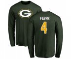Green Bay Packers #4 Brett Favre Green Name & Number Logo Long Sleeve T-Shirt