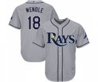 Tampa Bay Rays #18 Joey Wendle Replica Grey Road Cool Base Baseball Jersey