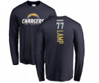 Los Angeles Chargers #77 Forrest Lamp Navy Blue Backer Long Sleeve T-Shirt