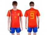 Spain #9 Torres Home Soccer Country Jersey