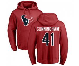Houston Texans #41 Zach Cunningham Red Name & Number Logo Pullover Hoodie
