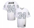 Oakland Raiders #34 Bo Jackson White with Silver No. Authentic Football Jersey