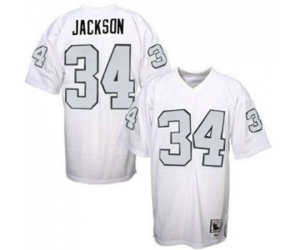 Oakland Raiders #34 Bo Jackson White with Silver No. Authentic Football Jersey