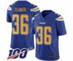 Los Angeles Chargers #36 Roderic Teamer Limited Electric Blue Rush Vapor Untouchable 100th Season Football Jersey