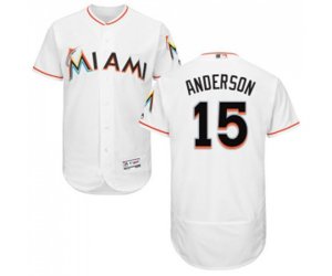 Miami Marlins #15 Brian Anderson White Home Flex Base Authentic Collection Baseball Jersey