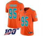 Miami Dolphins #95 Tank Carradine Limited Orange Inverted Legend 100th Season Football Jersey