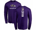 Baltimore Ravens #39 Tyler Ervin Purple Backer Long Sleeve T-Shirt