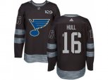 Adidas St. Louis Blues #16 Brett Hull Black 1917-2017 100th Anniversary Stitched NHL Jersey