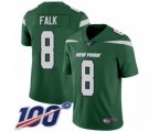 New York Jets #8 Luke Falk Green Team Color Vapor Untouchable Limited Player 100th Season Football Jersey