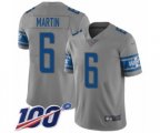 Detroit Lions #6 Sam Martin Limited Gray Inverted Legend 100th Season Football Jersey