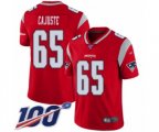 New England Patriots #65 Yodny Cajuste Limited Red Inverted Legend 100th Season Football Jersey