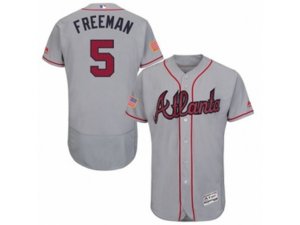 Atlanta Braves #5 Freddie Freeman Grey Fashion Stars & Stripes Flex Base MLB Jersey