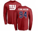 New York Giants #94 Dalvin Tomlinson Red Name & Number Logo Long Sleeve T-Shirt