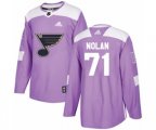 Adidas St. Louis Blues #71 Jordan Nolan Authentic Purple Fights Cancer Practice NHL Jersey