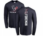Houston Texans #27 D'Onta Foreman Navy Blue Backer Long Sleeve T-Shirt