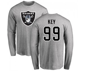 Oakland Raiders #99 Arden Key Ash Name & Number Logo Long Sleeve T-Shirt