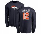 Denver Broncos #12 Brendan Langley Navy Blue Name & Number Logo Long Sleeve T-Shirt