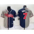 Atlanta Braves #7 Dansby Swanson Grey Navy Blue Two Tone Stitched Nike Jersey