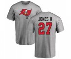 Tampa Bay Buccaneers #27 Ronald Jones II Ash Name & Number Logo T-Shirt