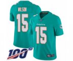 Miami Dolphins #15 Albert Wilson Aqua Green Team Color Vapor Untouchable Limited Player 100th Season Football Jersey