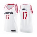 Women's Washington Wizards #17 Isaac Bonga Swingman White Pink Fashion Basketball Jersey