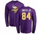 Minnesota Vikings #84 Irv Smith Jr. Purple Name & Number Logo Long Sleeve T-Shirt