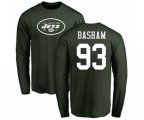 New York Jets #93 Tarell Basham Green Name & Number Logo Long Sleeve T-Shirt
