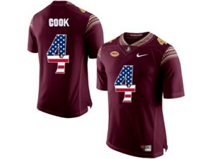 2016 US Flag Fashion-2016 Men\'s Florida State Seminoles Dalvin Cook #4 College Football Limited Jersey - Red