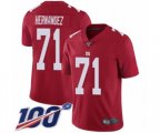 New York Giants #71 Will Hernandez Red Limited Red Inverted Legend 100th Season Football Jersey