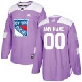 New York Rangers adidas Purple Hockey Fights Cancer Custom Practice Jersey