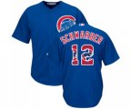 Chicago Cubs #12 Kyle Schwarber Authentic Royal Blue Team Logo Fashion Cool Base MLB Jersey