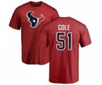 Houston Texans #51 Dylan Cole Red Name & Number Logo T-Shirt
