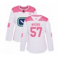 Women Vancouver Canucks #57 Tyler Myers Authentic White Pink Fashion Hockey Jersey