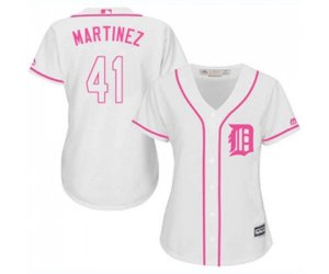 Women\'s Detroit Tigers #41 Victor Martinez Authentic White Fashion Cool Base Baseball Jersey
