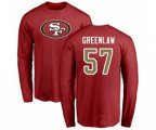 San Francisco 49ers #57 Dre Greenlaw Red Name & Number Logo Long Sleeve T-Shirt