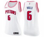 Women's Detroit Pistons #6 Terry Mills Swingman White Pink Fashion Basketball Jersey