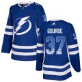 Tampa Bay Lightning #37 Yanni Gourde Authentic Blue Drift Fashion NHL Jersey