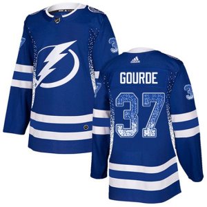Tampa Bay Lightning #37 Yanni Gourde Authentic Blue Drift Fashion NHL Jersey