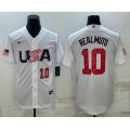 USA Baseball #10 JT Realmuto Number 2023 White World Baseball Classic Stitched Jerseys