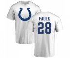 Indianapolis Colts #28 Marshall Faulk White Name & Number Logo T-Shirt