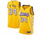 Los Angeles Lakers #34 Shaquille O'Neal Swingman Gold 2019-20 City Edition Basketball Jersey